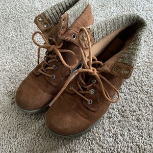 Arizona Womens Brown Faux Leather Ankle Boots